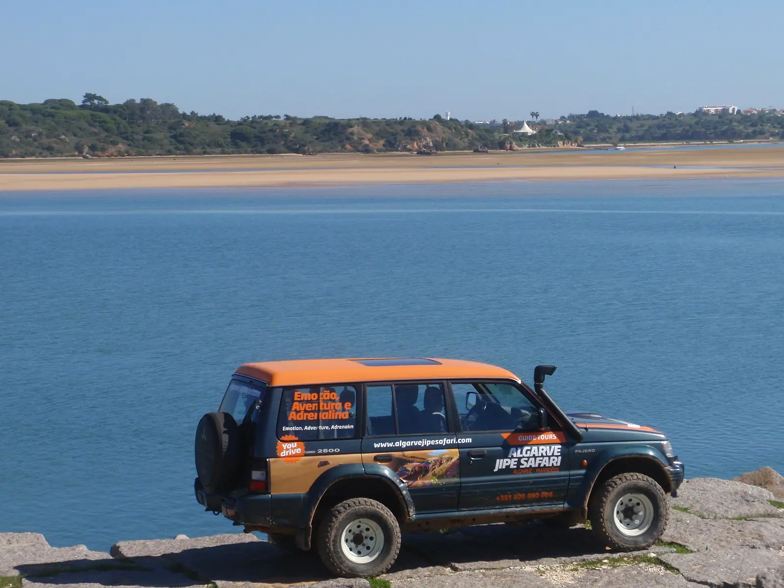 Algarve Jipe Safari vehicle at an Atlantic viewpoint